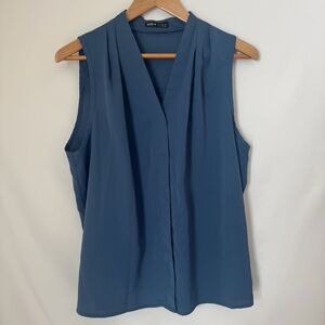 SHEIN Deep Blue V-Neck Blouse